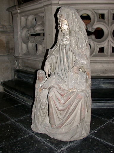 groupe sculpté : Sainte Anne et la Vierge ou l'éducation de la Vierge, vue générale, avant restauration