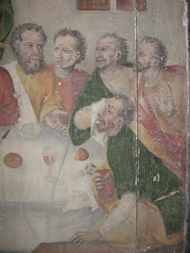 Détail du panneau de la Cène, avant restauration : Judas.