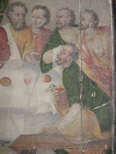 Détail du panneau de la Cène, avant restauration : Judas.