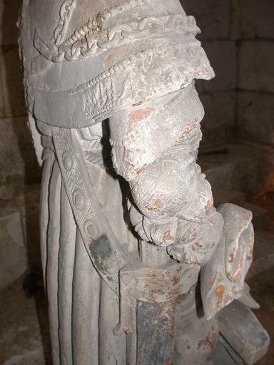 Groupe sculpté en cours de dépose (atelier Giordani, décembre 2005), détail : Joseph d'Arimathie vu de profil.