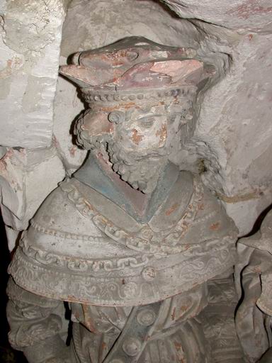 Groupe sculpté en cours de dépose (atelier Giordani, décembre 2005) : détail du Joseph d'Arimathie.