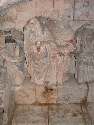 Groupe sculpté en cours de dépose (atelier Giordani, décembre 2005), détail.