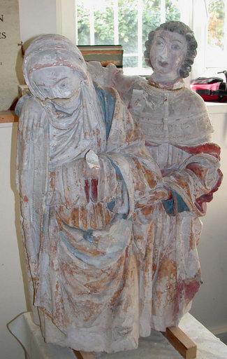 Saint Jean Evangéliste et la Vierge, en cours de restauration (atelier Serge Giordani, 2006).