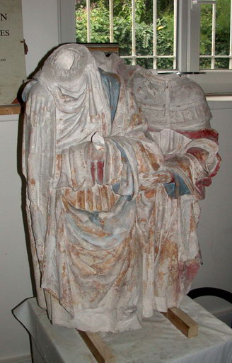 Saint Jean Evangéliste et la Vierge, en cours de restauration (atelier Serge Giordani, 2006).