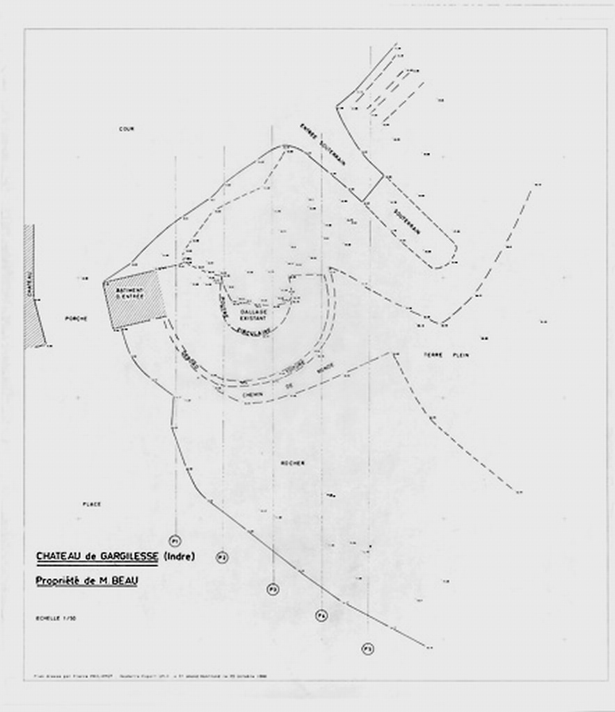 Château, tour nord de la Poterne : Restauration de la tour nord de la Poterne : plan topographique.