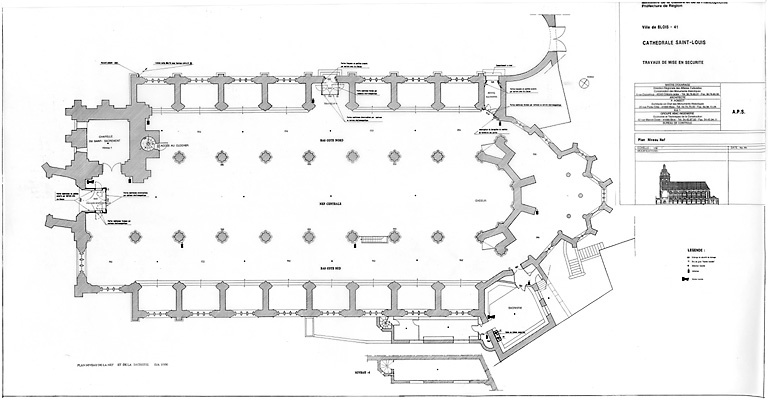 Cathédrale Saint-Louis : TRAVAUX DE MISE EN SECURITE, modification des issues : plan niveau nef A P S