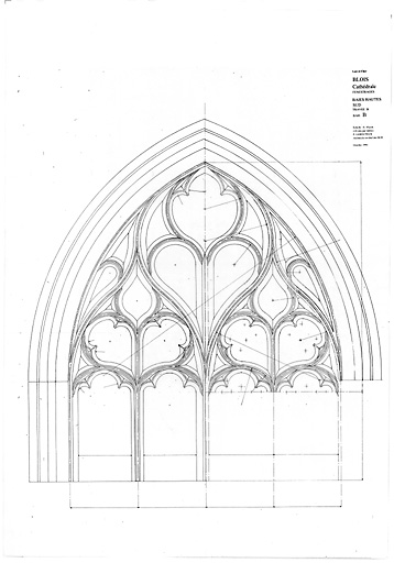 Cathédrale Saint-Louis : BAIES HAUTES SUD : élévation de la baie B travée B