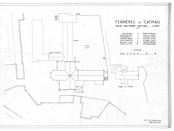 Eglise abbatiale Saint-Pierre, Saint-Paul : plan de situation de l'Eglise, de l'ancienne Abbaye, de la chapelle de Bethléem