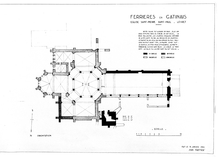 Eglise abbatiale Saint-Pierre, Saint-Paul : plan au sol avec chronologie