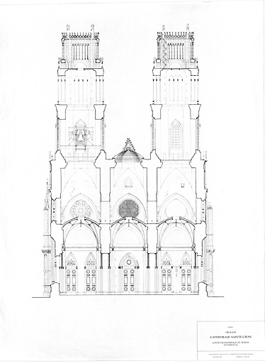 Cathédrale Sainte-Croix : coupe transversale du massif occidental