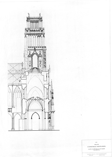 Cathédrale Sainte-Croix : coupe longitudinale du massif occidental