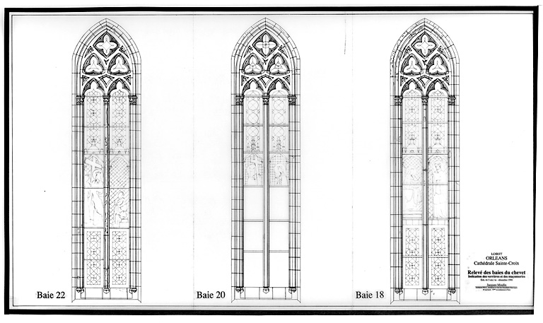 Cathédrale Sainte-Croix : Elévation des baies du chevet baie 18 ; baie 20 ; baie 22.