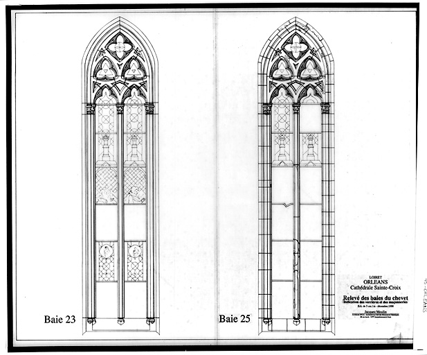 Cathédrale Sainte-Croix : Elévation des baies du chevet baie 23 ; baie 25.