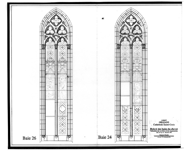 Cathédrale Sainte-Croix : Elévation des baies du chevet baie 24 ; baie 26.