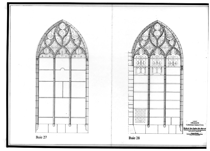 Cathédrale Sainte-Croix : Elévation des baies du chevet baie 27 ; baie 28.