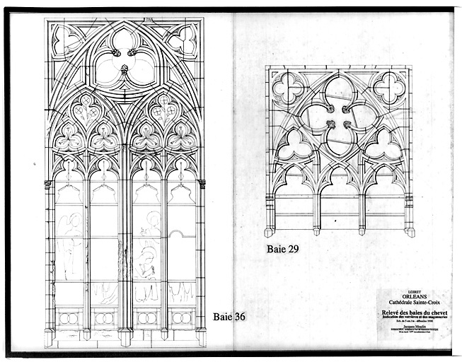 Cathédrale Sainte-Croix : Elévation des baies du chevet baie 29 ; baie 36.