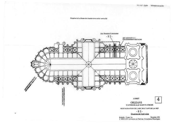 Cathédrale Sainte-Croix : RESTAURATION DE L'ARC BOUTANT DE LA NEF plan de situation de S2