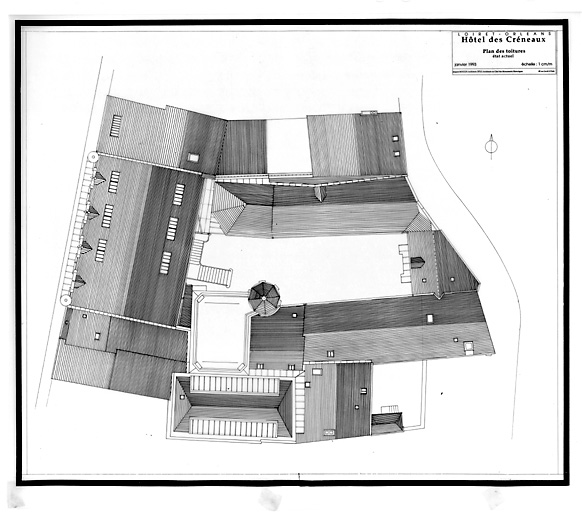 Ancien hôtel de ville, dit Hôtel des Créneaux, actuellement Conservatoire : Plan de toitures.