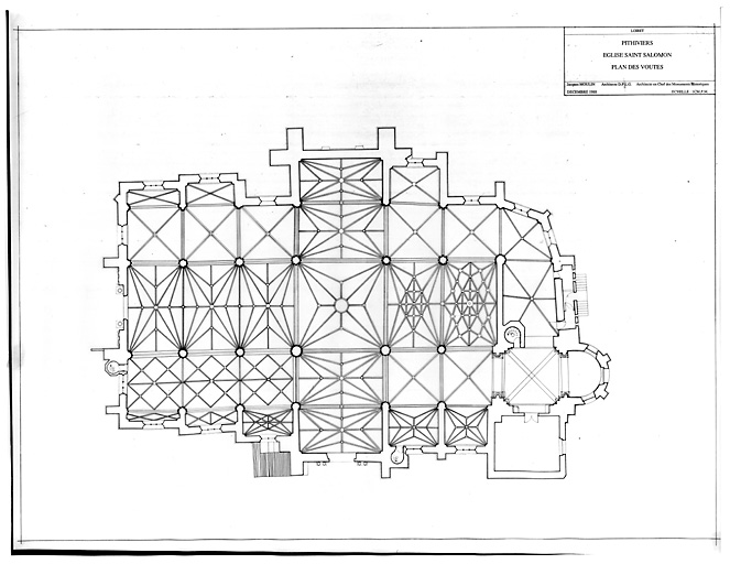 Eglise Saint-Salomon et Saint-Grégoire : Plan au sol avec voutement.