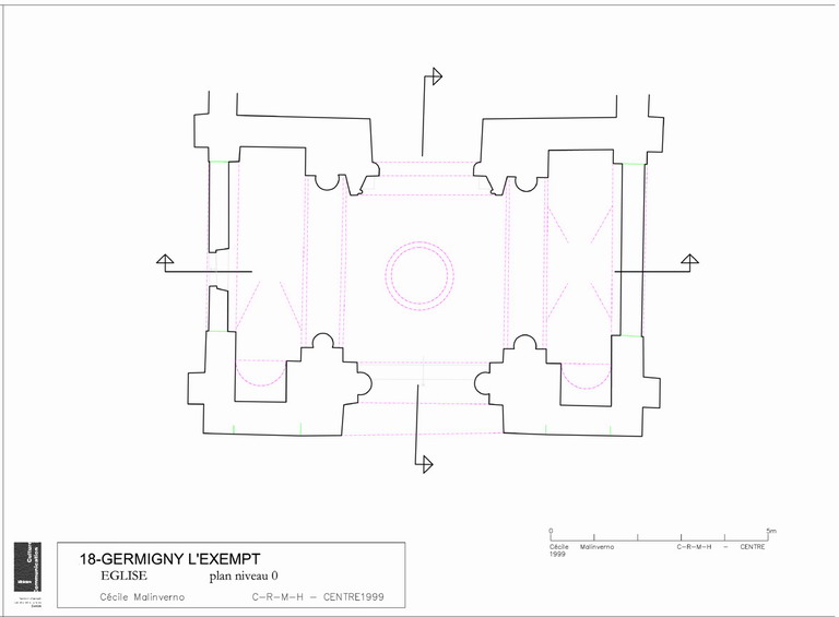 Eglise Notre-Dame : Plan au sol, niveau 0.