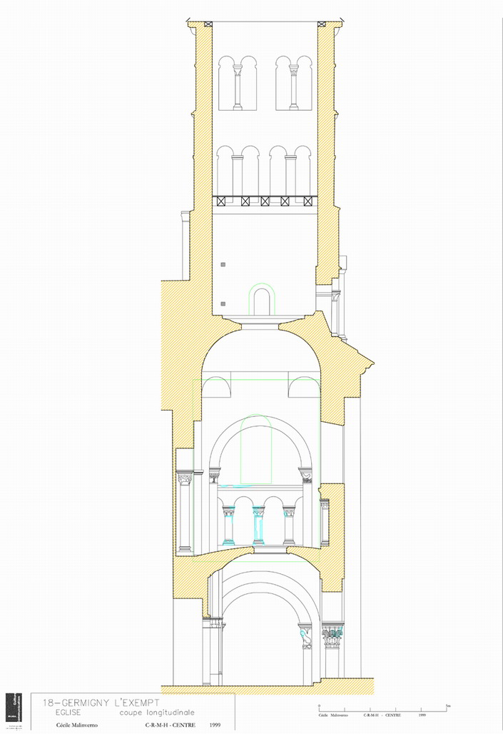 Eglise Notre-Dame : Coupe longitudinale.