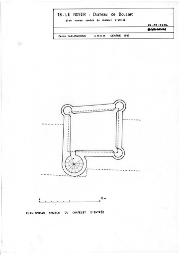 Château de Boucard : Plan niveau des combles du châtelet d'entrée.