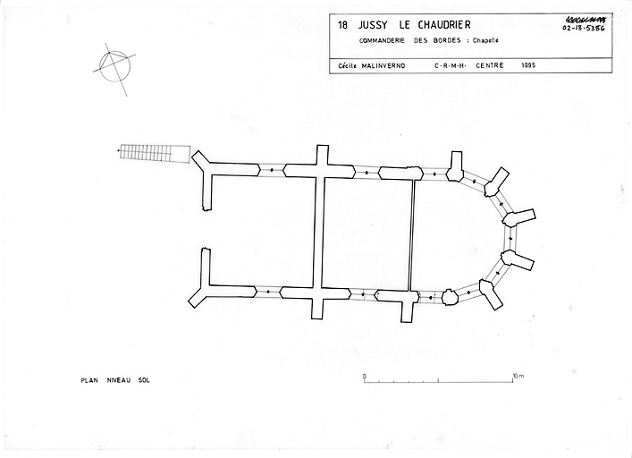 Commanderie des Bordes : Plan au niveau du sol de la chapelle.