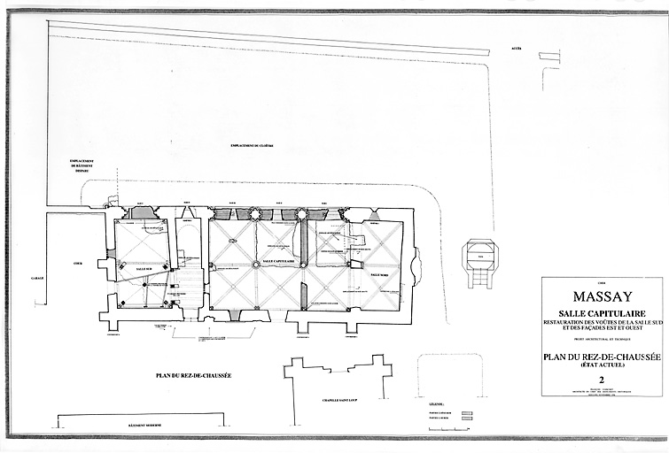 Abbaye Saint-Martin, salle capitulaire : 2 - plan rez de chaussée (état actuel).