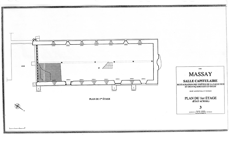 Abbaye Saint-Martin, salle capitulaire : 3 - plan 1er étage (état actuel).