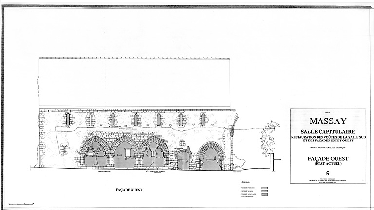 Abbaye Saint-Martin, salle capitulaire : 5 - façade ouest (état actuel).