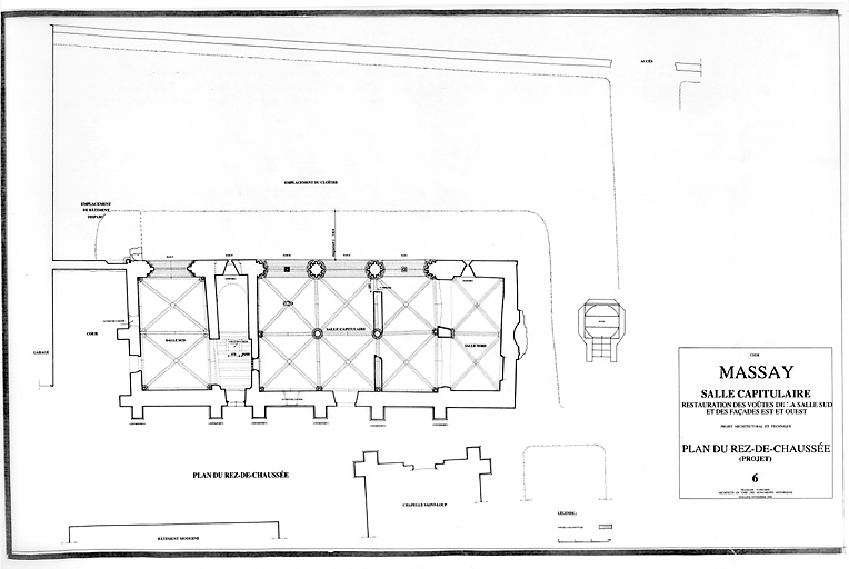 Abbaye Saint-Martin, salle capitulaire : 6 - plan du rez de chaussée (projet).