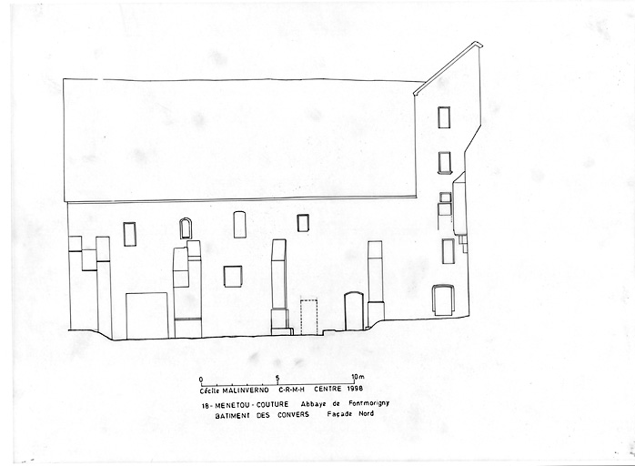 Abbaye cistercienne de Fontmorigny : Façade nord du bâtiment des convers.