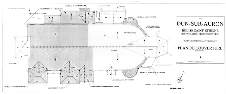 Eglise Saint-Etienne : 3 - Plan de couverture, restauration.