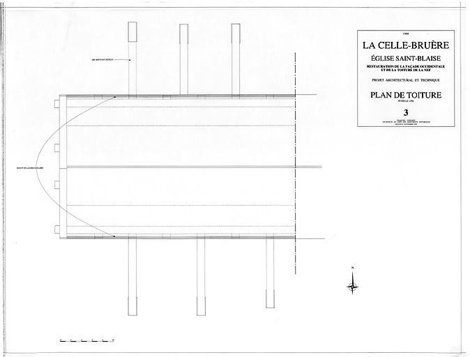 Eglise Saint-Blaise : 3 - RESTAURATION DE LA FACADE OCCIDENTALE ET DE LA TOITURE DE LA NEF (P.A.T.) : plan de toiture.