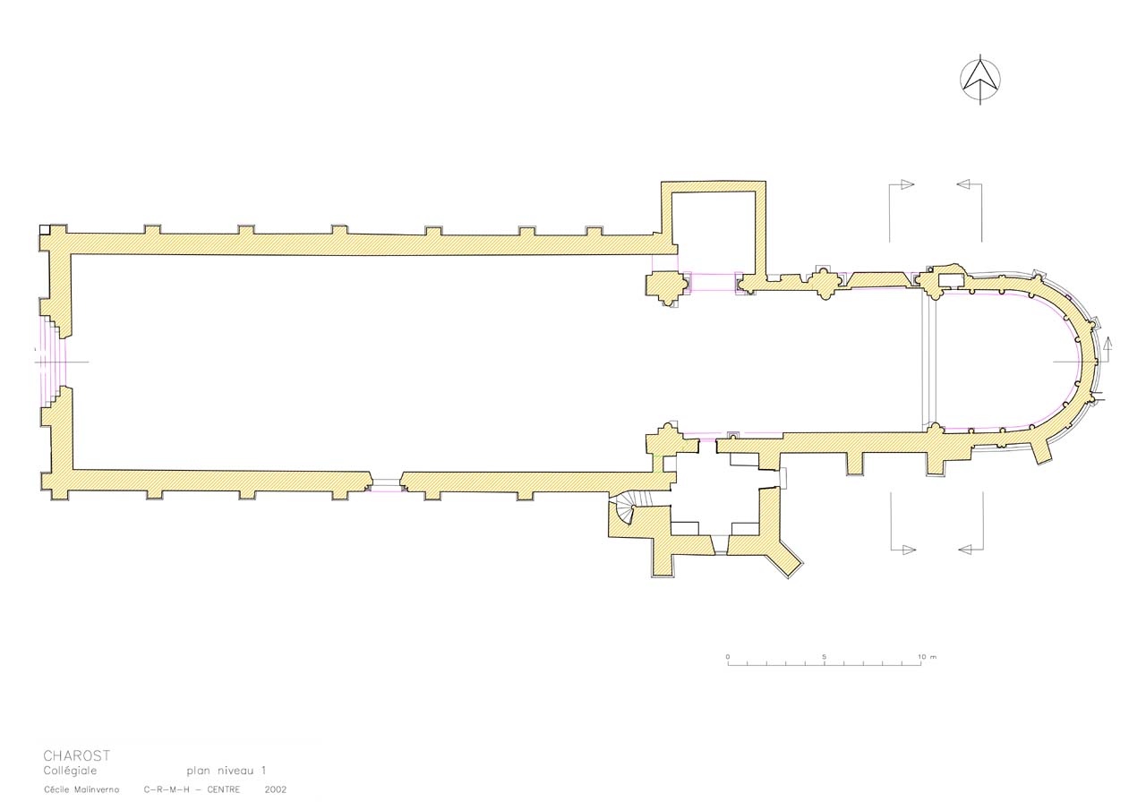 Collégiale Saint-Michel : 1 - plan niveau 1, au sol
