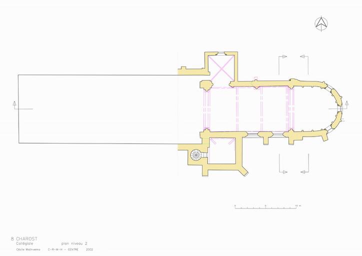 Collégiale Saint-Michel : 2 - plan niveau 2, à plus 4.50 mètres de hauteur