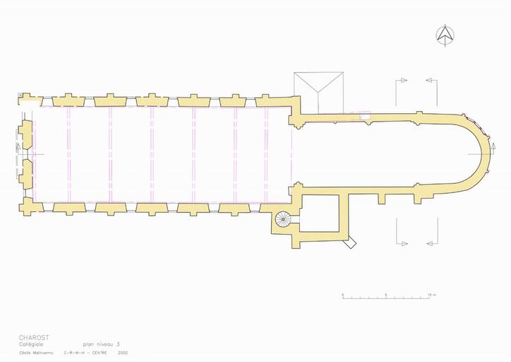 Collégiale Saint-Michel : 3 - plan niveau 3, à plus 9.00 mètres de hauteur.