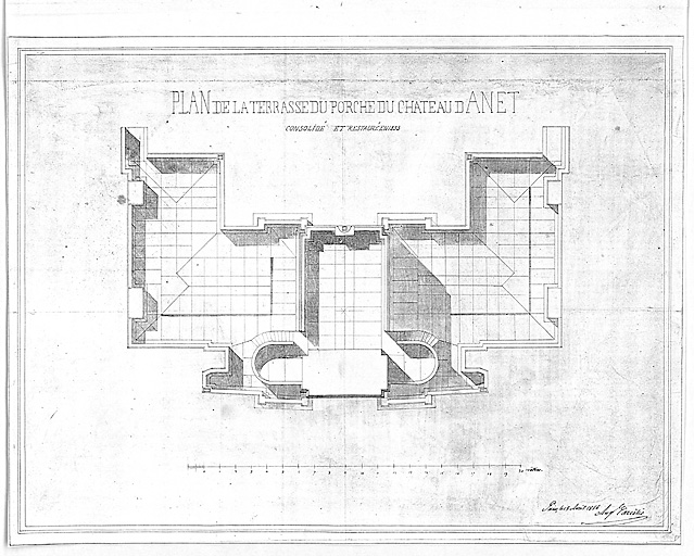 Château : Plan du porche d'entrée consolidé et restauré en 1853.