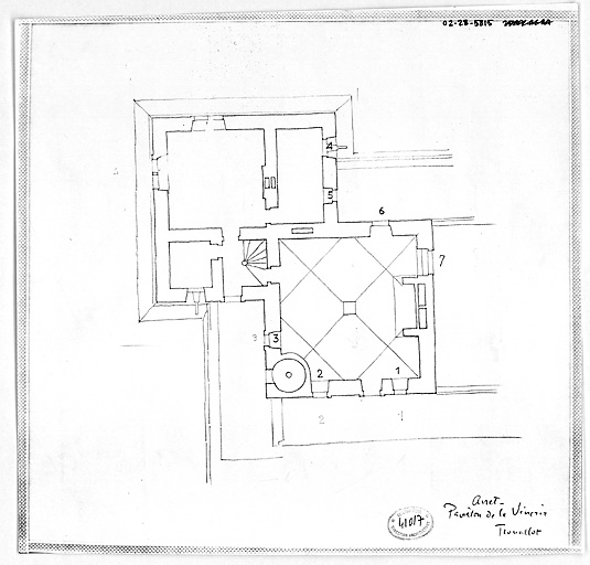 Château : Pavillon de la Venerie : plan au sol.