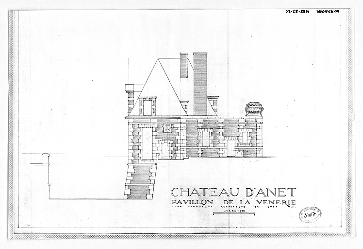 Château : Pavillon de la Venerie : élévation de la façade est.