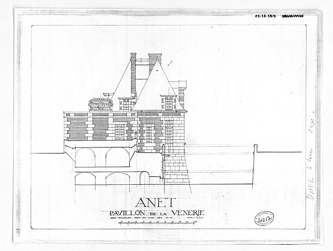 Château : Pavillon de la Venerie : élévation de la façade nord.