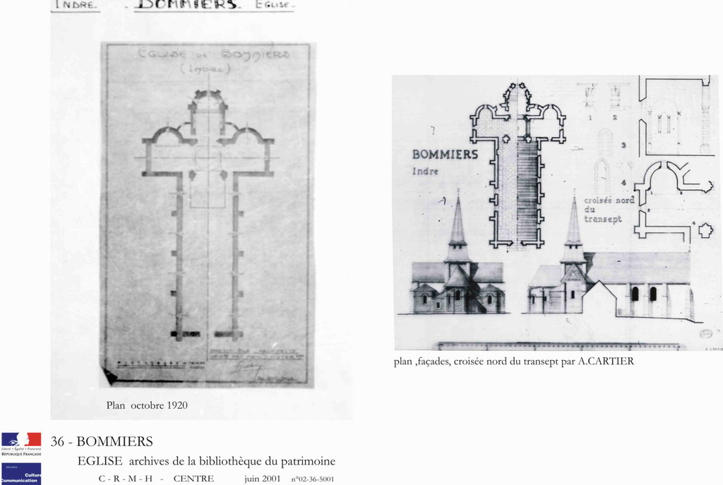 Eglise : Plan au sol, d'après A. Cartier (architecte).