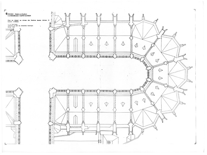 Cathédrale Saint-Gatien : 6- RESTAURATION DU CHOEUR (E.P.) : plan niveau des fenêtres hautes (niveau 2).