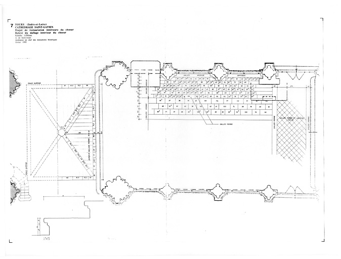 Cathédrale Saint-Gatien : 7- RESTAURATION DU CHOEUR (P.A.T.) : plan du dallage intérieur du choeur.