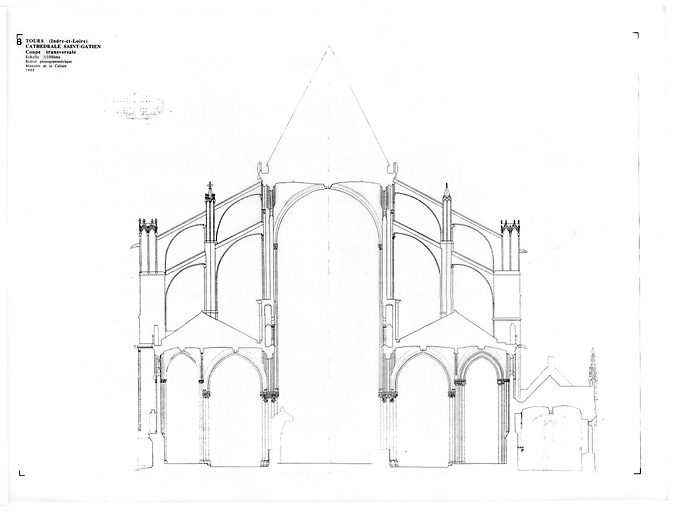 Cathédrale Saint-Gatien : 8- RESTAURATION DU CHOEUR (P.A.T.) : coupe transversale.