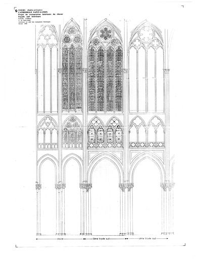 Cathédrale Saint-Gatien : 9 - RESTAURATION DU CHOEUR (P.A.T.) : façade sud intérieure.