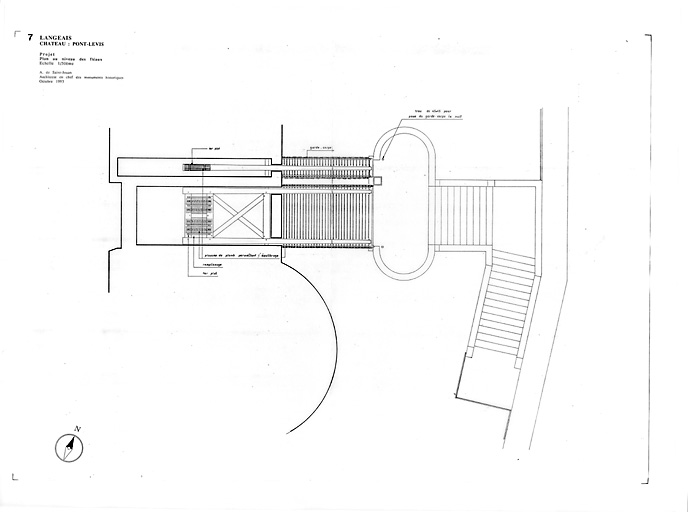 Château : 7 - PONT LEVIS : Plan au niveau des fléaux (P.A.T.).