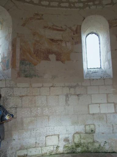 Chapelle Saint-Jean du Liget : Interieur, peintures murales, coté ouest.