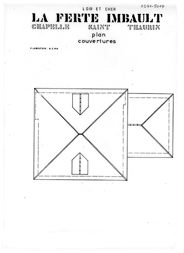 Chapelle, collégiale Saint-Thaurin : Plan de toiture.