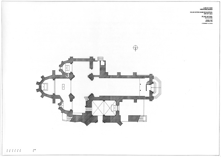 Eglise Notre-Dame de Nanteuil : Plan au sol, état actuel.